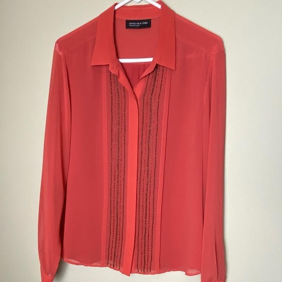 Jones New York Tops - Jones New York collection women’s polyester Coral with beadwork size XL